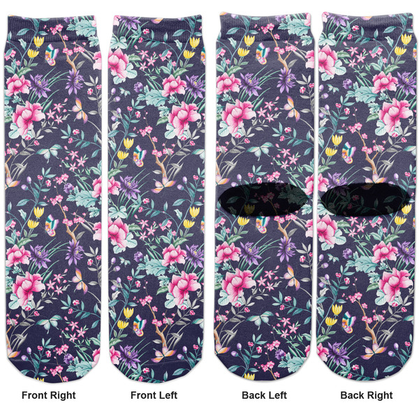 Chinoiserie Adult Crew Socks - Double Pair - Front and Back - Apvl