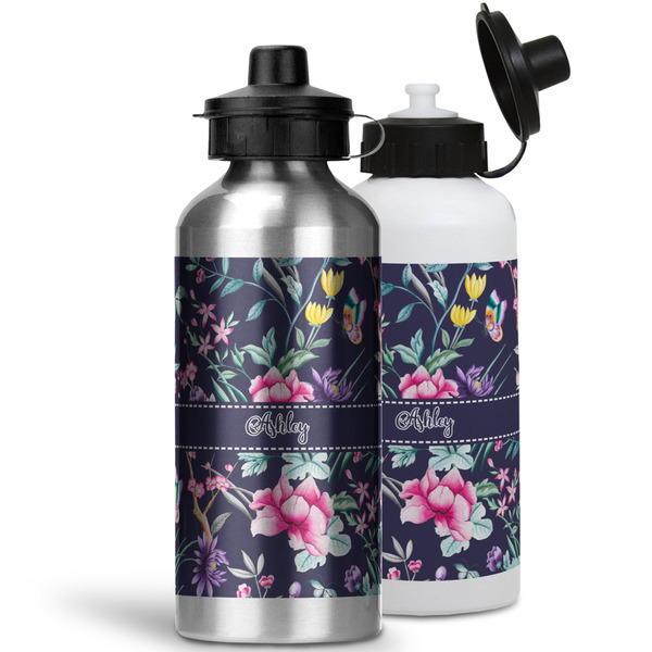 Chinoiserie Aluminum Water Bottles - MAIN (white &silver)