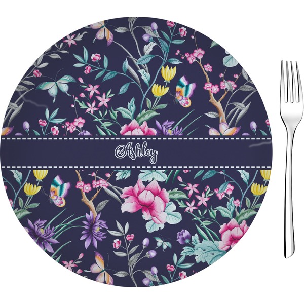 Custom Chinoiserie 8" Glass Appetizer / Dessert Plates - Single or Set (Personalized)