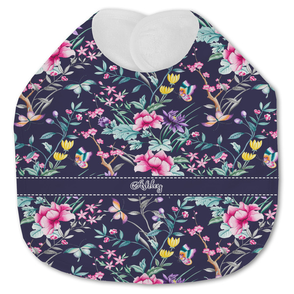 Custom Chinoiserie Jersey Knit Baby Bib w/ Name or Text