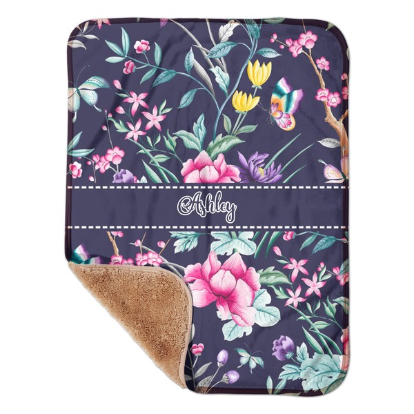 Custom Chinoiserie Sherpa Baby Blanket - 30" x 40" w/ Name or Text