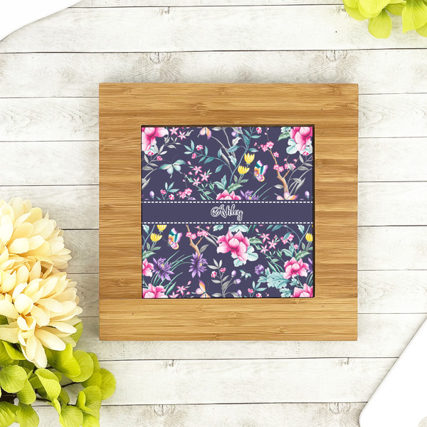 Chinoiserie Bamboo Trivet with 6" Tile - LIFESTYLE