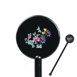 Chinoiserie 5.5" Round Plastic Stir Sticks - Black - Double Sided