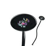 Chinoiserie 7" Oval Plastic Stir Sticks - Black - Single Sided