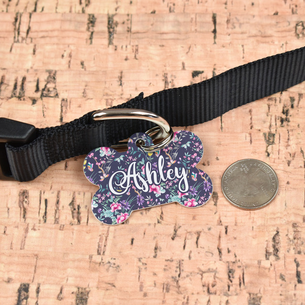 Chinoiserie Bone Shaped Dog ID Tag - Large - In Context