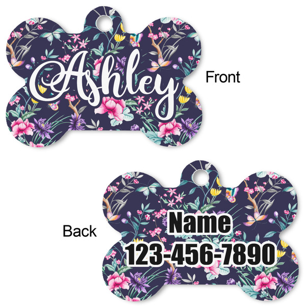 Chinoiserie Bone Shaped Dog Tag - Front & Back