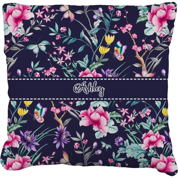 Custom Chinoiserie Faux-Linen Throw Pillow 18" (Personalized)