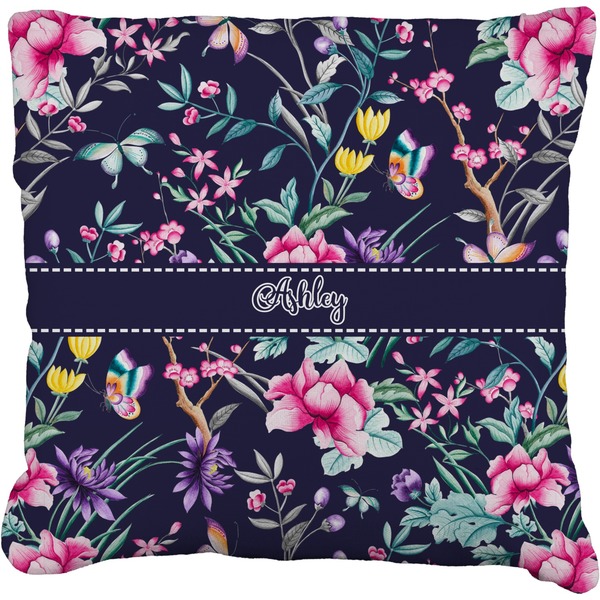 Custom Chinoiserie Faux-Linen Throw Pillow 20" (Personalized)