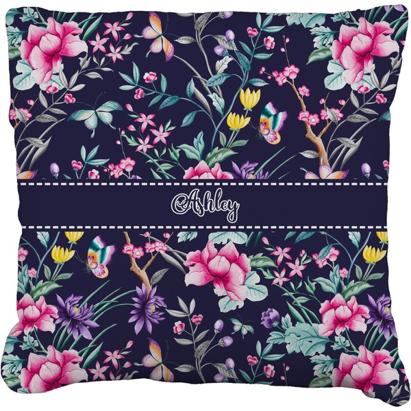 Custom Chinoiserie Faux-Linen Throw Pillow 26" (Personalized)