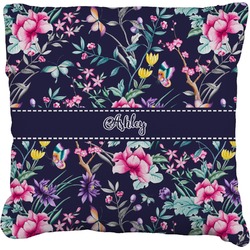 Chinoiserie Faux-Linen Throw Pillow (Personalized)