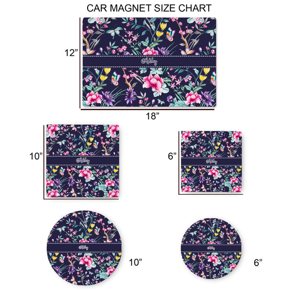 Chinoiserie Car Magnets - SIZE CHART