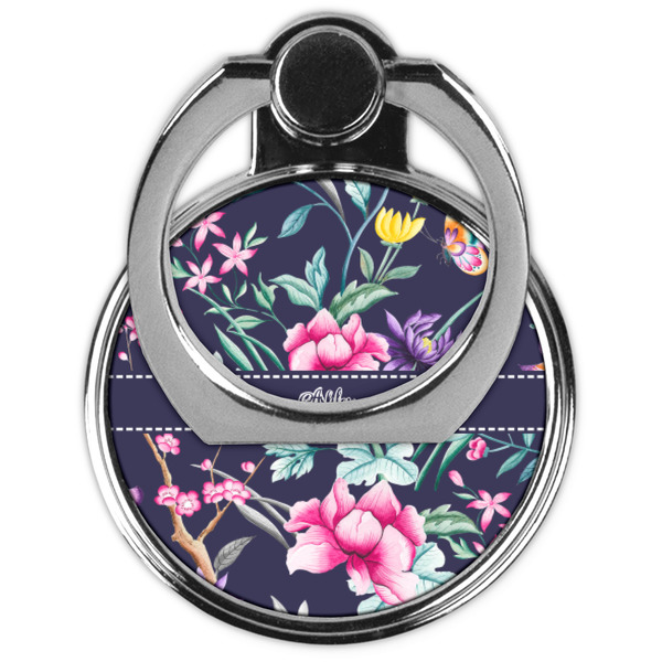 Chinoiserie Cell Phone Ring Stand & Holder - Front (Collapsed)