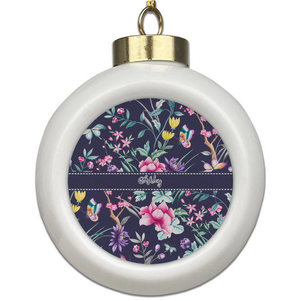 Custom Chinoiserie Ceramic Ball Ornament (Personalized)