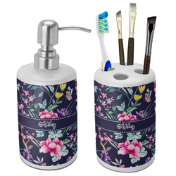 Chinoiserie Ceramic Bathroom Accessories Set (Personalized)