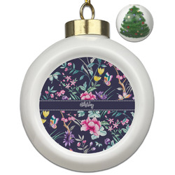 Chinoiserie Ceramic Ball Ornament - Christmas Tree (Personalized)