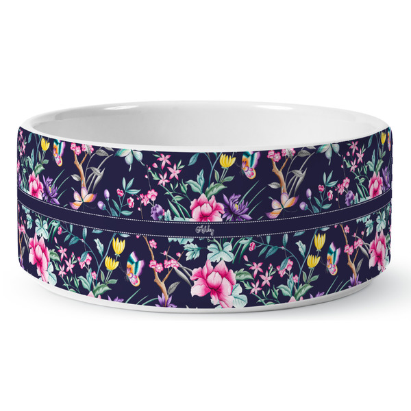 Chinoiserie Ceramic Dog Bowl - Medium - Front