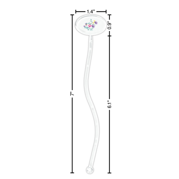 Chinoiserie Clear Plastic 7" Stir Stick - Oval - Dimensions