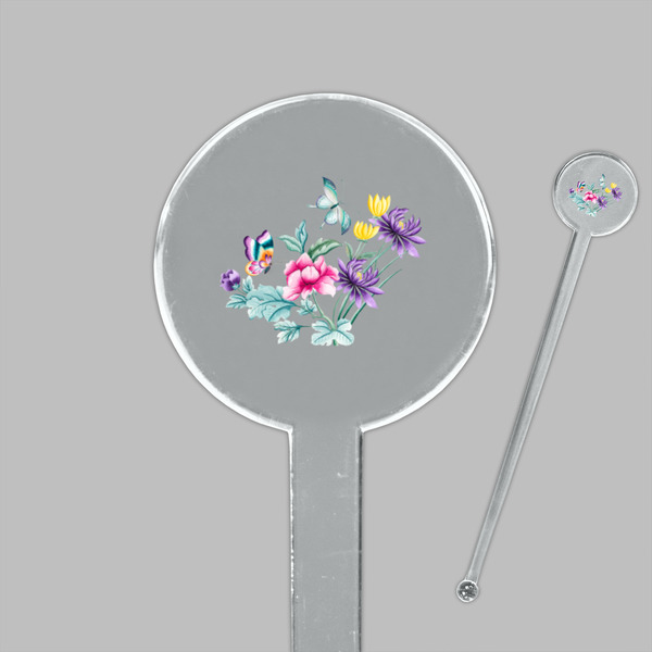 Chinoiserie Clear Plastic 7" Stir Stick - Round - Closeup