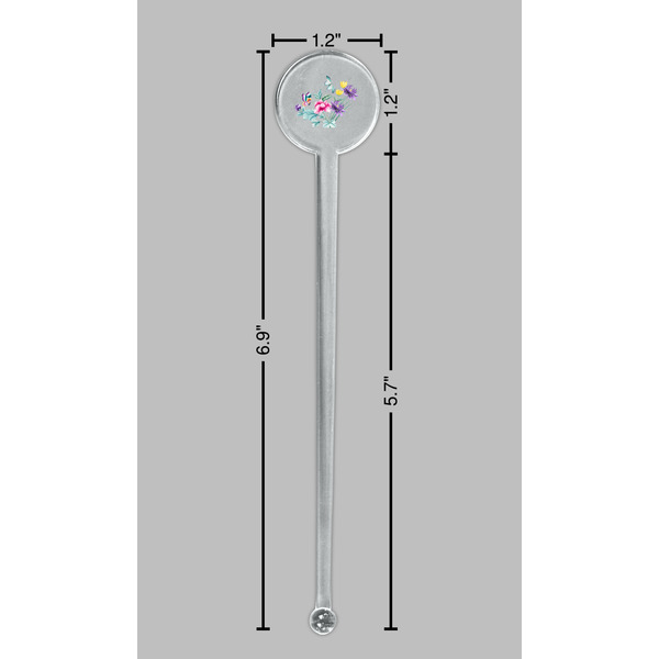 Chinoiserie Clear Plastic 7" Stir Stick - Round - Dimensions
