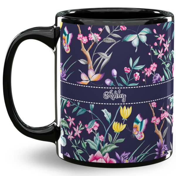 Custom Chinoiserie 11 Oz Coffee Mug - Black (Personalized)