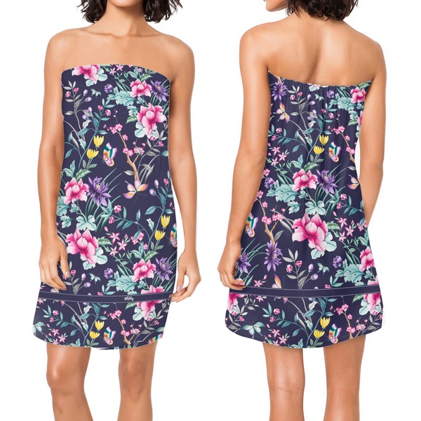 Chinoiserie Custom Bath Wrap - Front & Back View