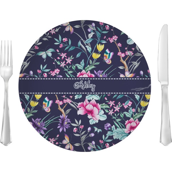 Custom Chinoiserie 10" Glass Lunch / Dinner Plates - Single or Set (Personalized)