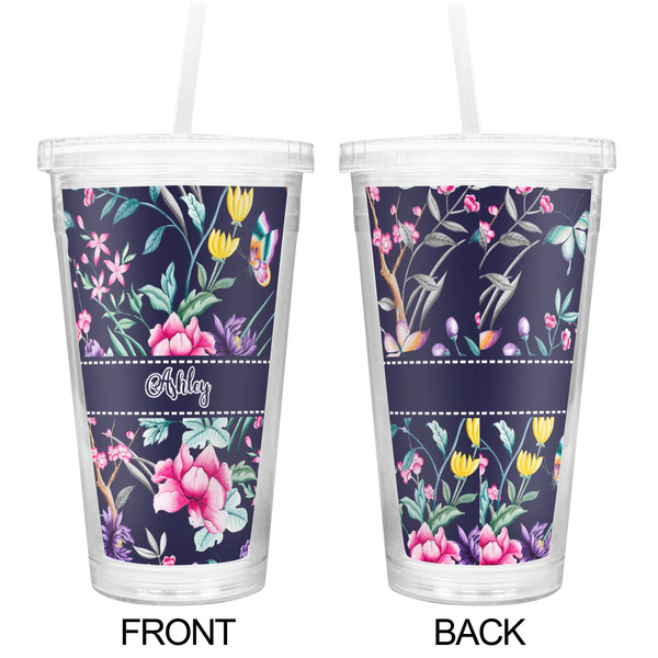Chinoiserie Double Wall Tumbler with Straw - Approval