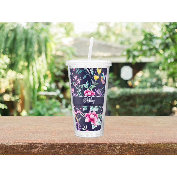 Chinoiserie Double Wall Tumbler with Straw Lifestyle