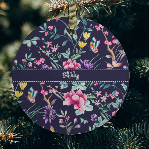 Chinoiserie Frosted Glass Ornament - Round (Lifestyle)