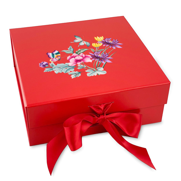 Custom Chinoiserie Gift Box with Magnetic Lid - Red