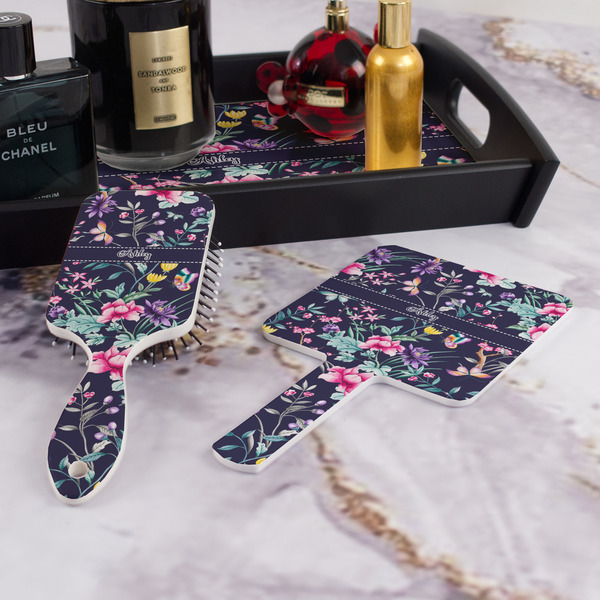 Chinoiserie Hair Brush and Hand Mirror - Bathroom Scene