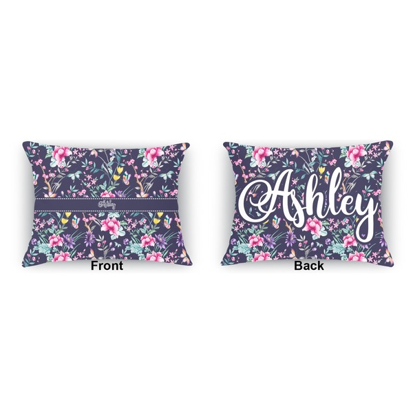 Chinoiserie Indoor Rectangular Burlap Pillow (Front and Back)