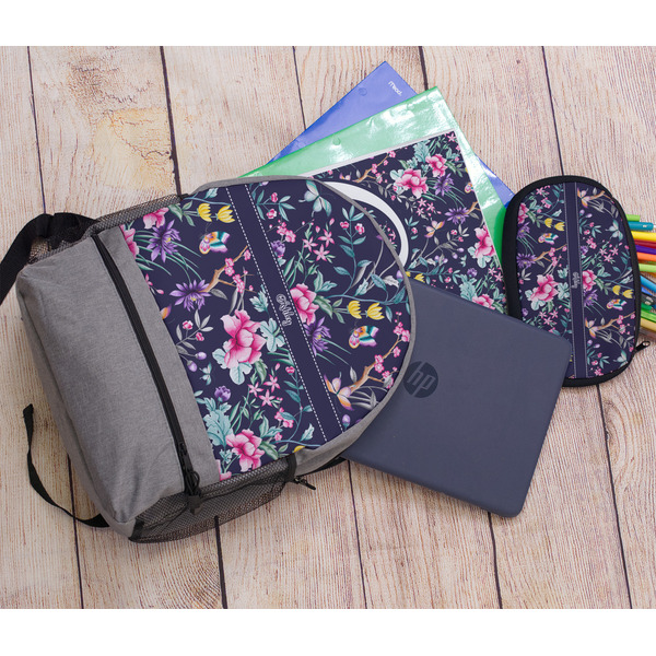 Chinoiserie Large Backpack - Gray - With Stuff