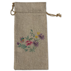 Chinoiserie Large Burlap Gift Bag - Front
