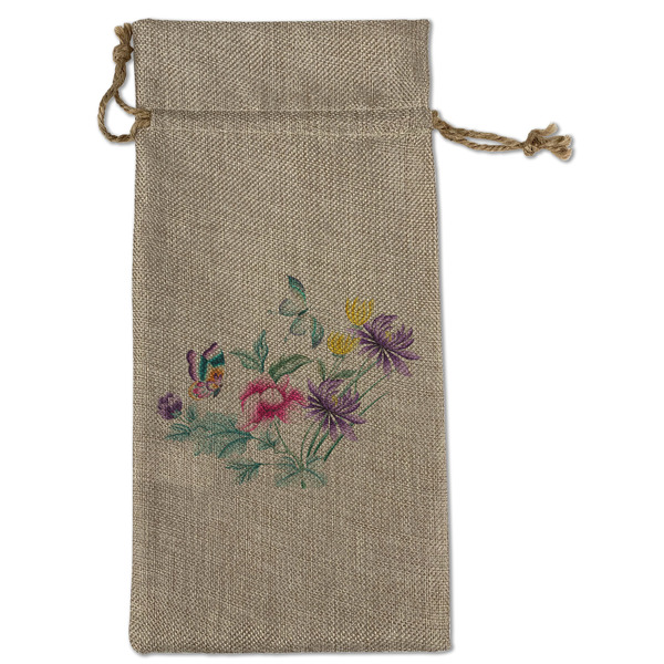Chinoiserie Large Burlap Gift Bags - Front