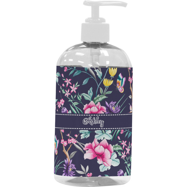 Custom Chinoiserie Plastic Soap / Lotion Dispenser (16 oz - Large - White) (Personalized)