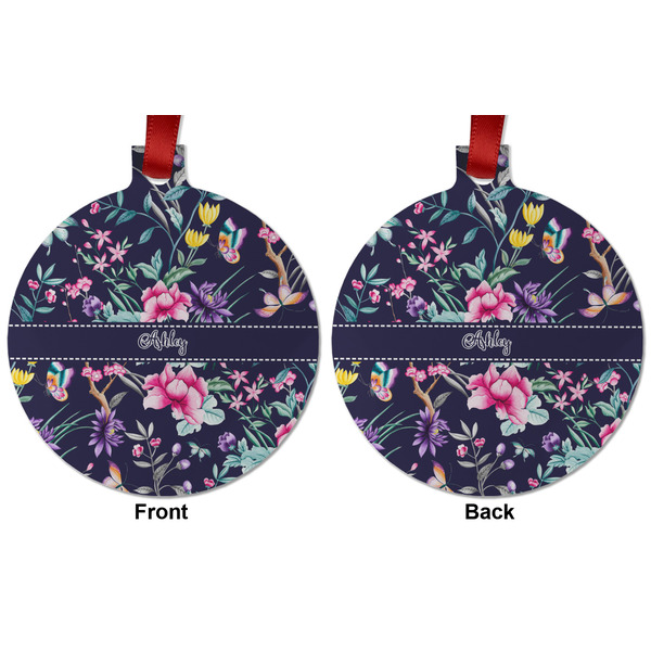 Chinoiserie Metal Ball Ornament - Front and Back