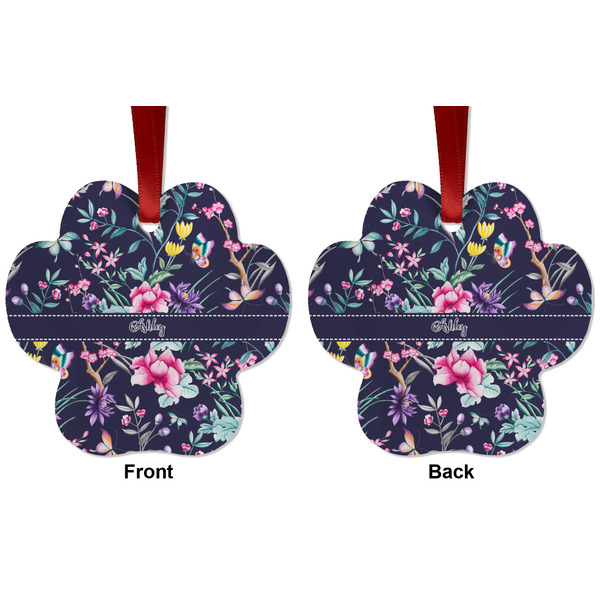 Chinoiserie Metal Paw Ornament - Front and Back