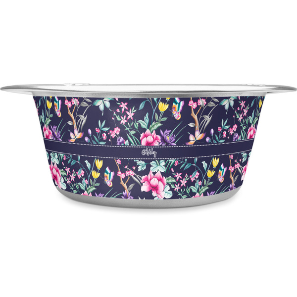Custom Chinoiserie Stainless Steel Dog Bowl - Medium (Personalized)
