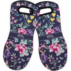 Chinoiserie Neoprene Oven Mitts - Set of 2 w/ Name or Text