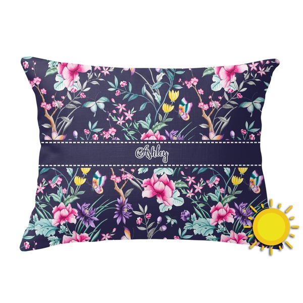 Custom Chinoiserie Outdoor Throw Pillow (Rectangular) (Personalized)