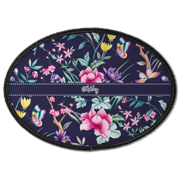 Custom Chinoiserie Iron On Oval Patch w/ Name or Text