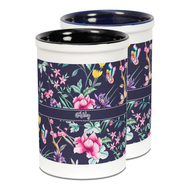 Custom Chinoiserie Ceramic Pencil Holder - Large