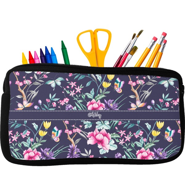 Custom Chinoiserie Neoprene Pencil Case - Small w/ Name or Text