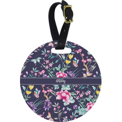 Chinoiserie Plastic Luggage Tag - Round (Personalized)