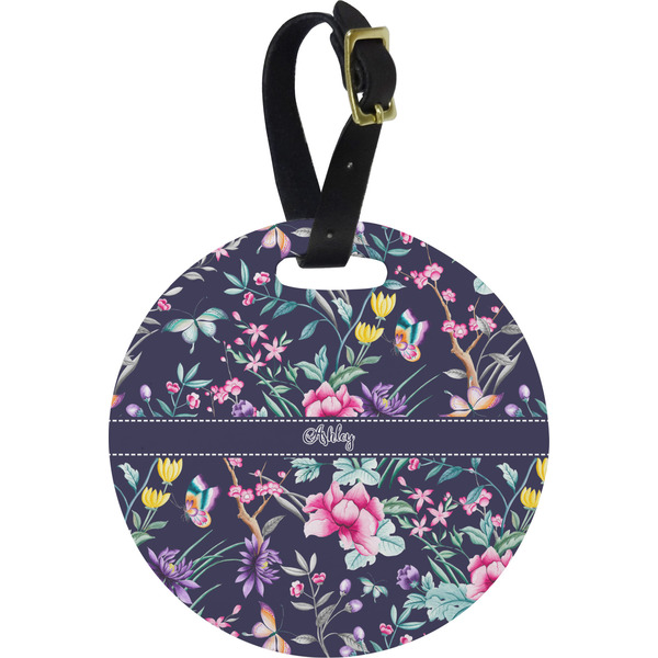 Custom Chinoiserie Plastic Luggage Tag - Round (Personalized)