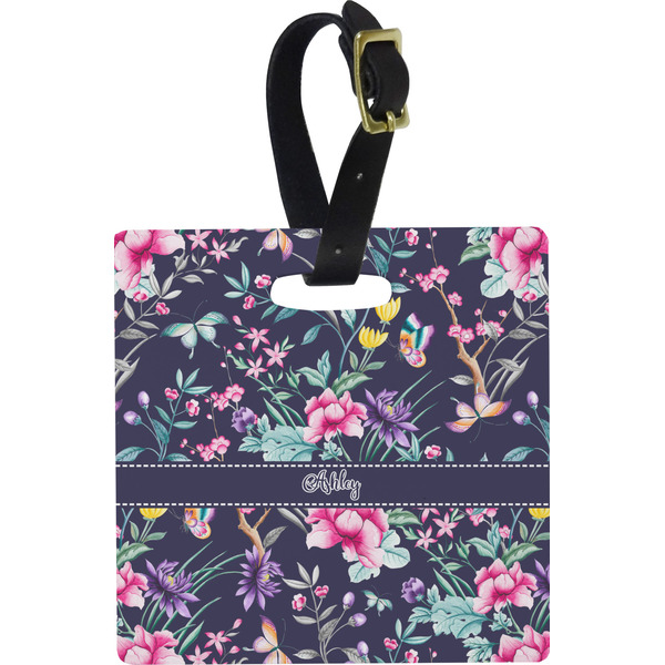 Custom Chinoiserie Plastic Luggage Tag - Square w/ Name or Text