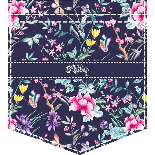 Custom Chinoiserie Iron On Faux Pocket (Personalized)