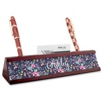 Chinoiserie Red Mahogany Nameplate with Business Card Holder (Personalized)