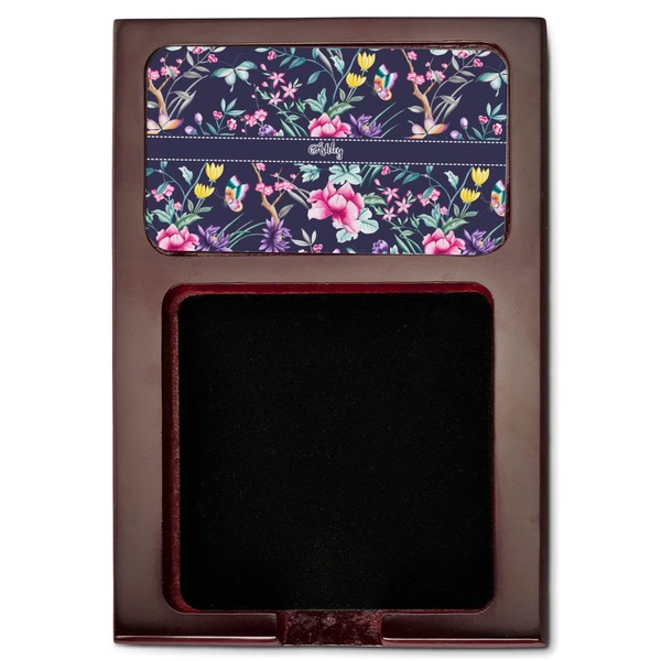 Chinoiserie Red Mahogany Sticky Note Holder - Flat
